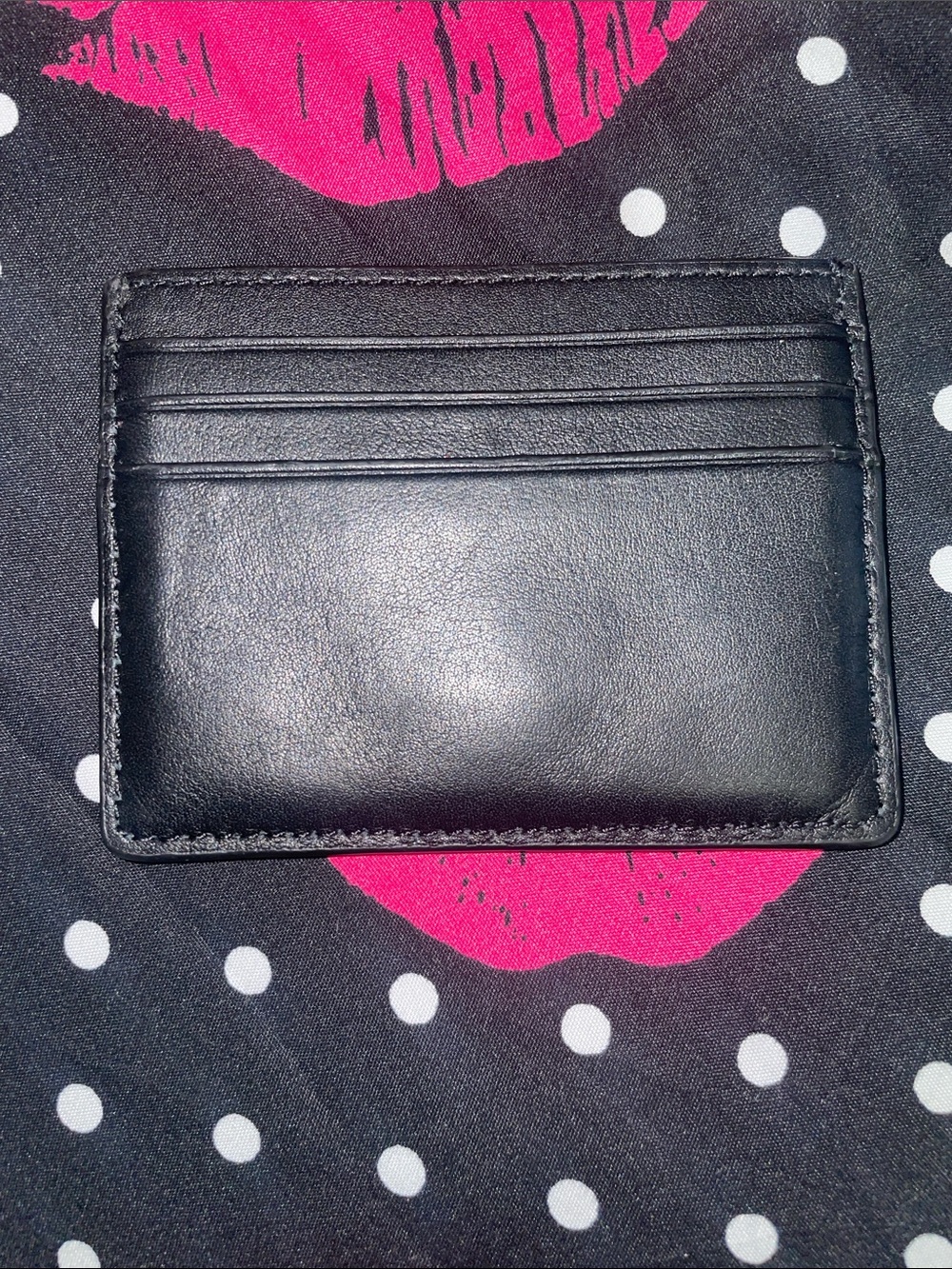 kate spade Black Quilted Leather Card Holder with Gold Logo - Picture 3 of 4